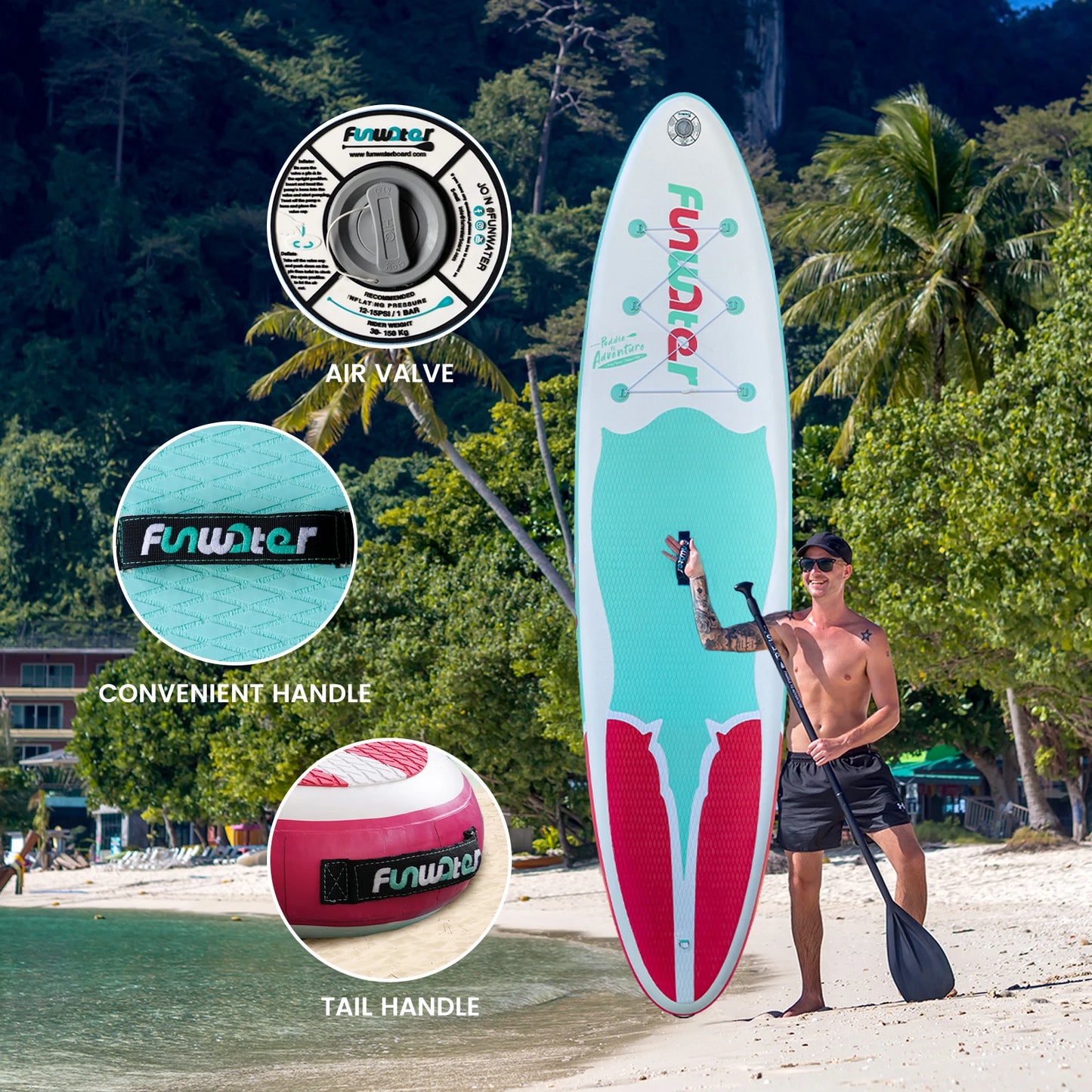 [AU Direct]  Inflatable Stand up Paddle Board 335*81*15CM Ultra Lightweight All Includes Paddle Board, Adj Paddle, Pump, Backpack, Leash, Waterproof Bag, Non-Slip Deck Pad for Teenagers and Adults SUPFW11E