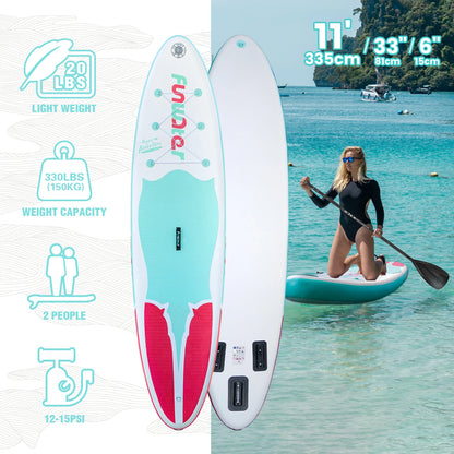 [AU Direct]  Inflatable Stand up Paddle Board 335*81*15CM Ultra Lightweight All Includes Paddle Board, Adj Paddle, Pump, Backpack, Leash, Waterproof Bag, Non-Slip Deck Pad for Teenagers and Adults SUPFW11E