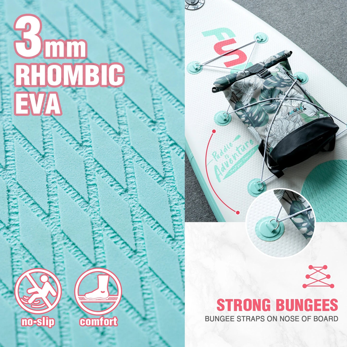 [AU Direct]  Inflatable Stand up Paddle Board 335*81*15CM Ultra Lightweight All Includes Paddle Board, Adj Paddle, Pump, Backpack, Leash, Waterproof Bag, Non-Slip Deck Pad for Teenagers and Adults SUPFW11E