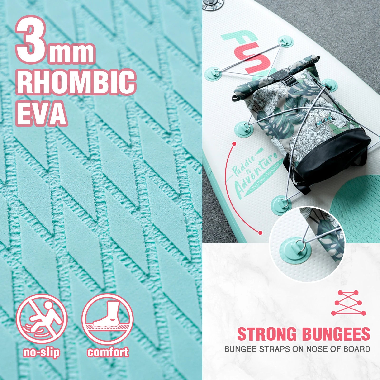 [AU Direct]  Inflatable Stand up Paddle Board 335*81*15CM Ultra Lightweight All Includes Paddle Board, Adj Paddle, Pump, Backpack, Leash, Waterproof Bag, Non-Slip Deck Pad for Teenagers and Adults SUPFW11E