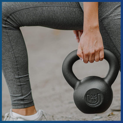 POWDERCOATED Kettlebell [Weights 20Lb 25Lb 35Lb 44Lb 50Lb] **MADE in USA** for Men and Women with Wide Grip Handle, Home Gym, Kettle Bell for Core Fitness, Strength Training, Fitness & Muscle Building